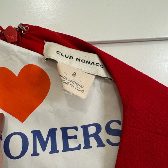 Club Monaco Red Pleated Knee-Length Sheath Dress - Picture 3 of 3